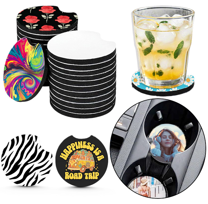 Coaster Sublimation Blank - 10/20 Stück Sublimations-Auto-Untersetzer, 10/20 Stück Neopren-Absorbierende